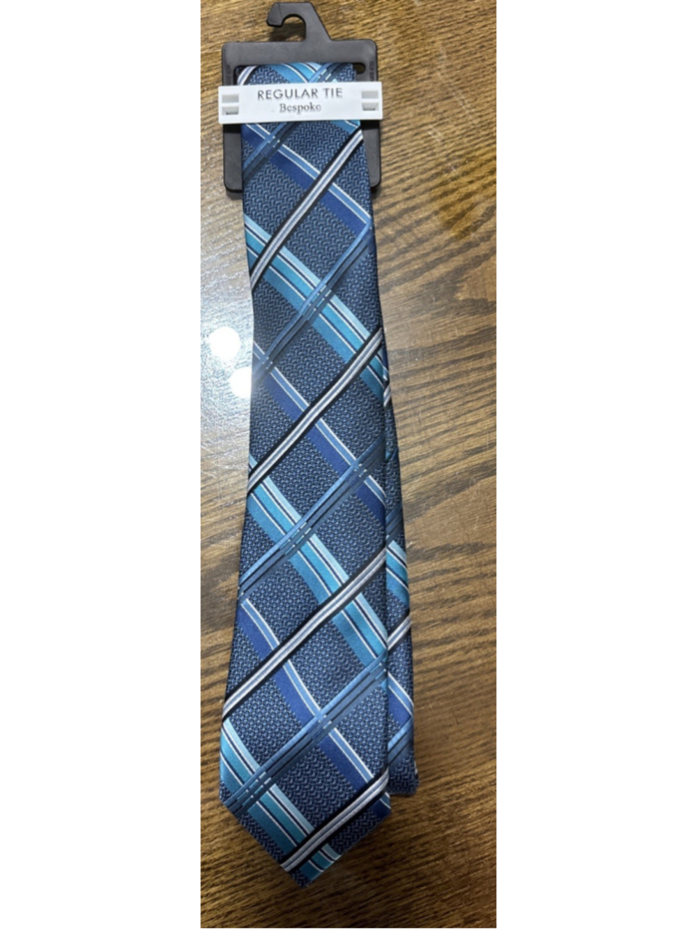 Bespoke Necktie Tie Indigo Checkered Statement NEW